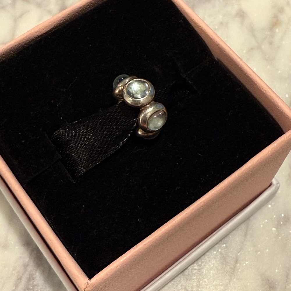 Pandora Sterling Silver + Aquamarine Cabochon Charm